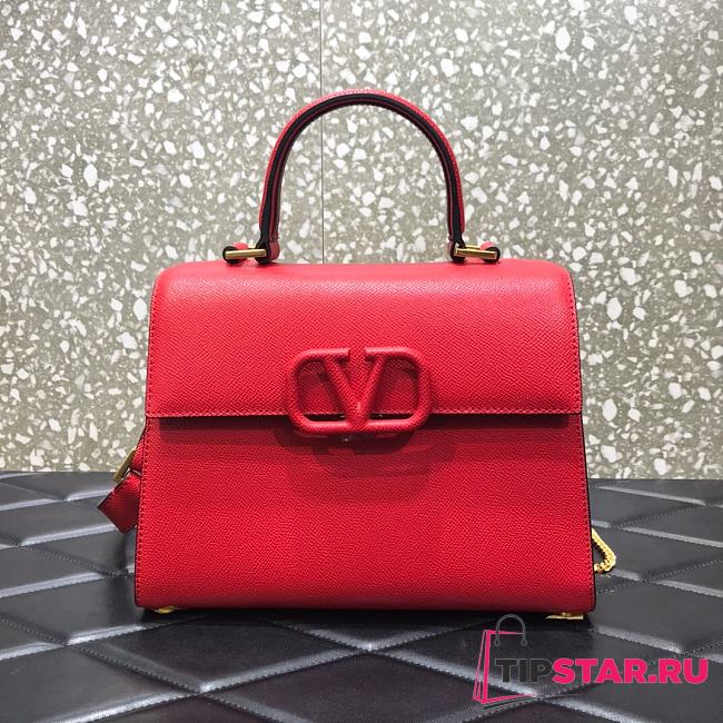 VALENTINO VSling Leather Top Handle Bag Red 2828 - 1