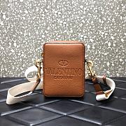 Small VALENTINO Garavani Identity Leather Crossbody Bag Brown 0954 - 1