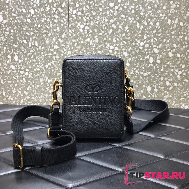 Small VALENTINO Garavani Identity Leather Crossbody Bag Black 0954  - 1