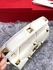 Valentino Roman Stud Large Leather Shoulder Bag White 2060  - 2