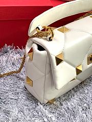 Valentino Roman Stud Large Leather Shoulder Bag White 2060  - 3