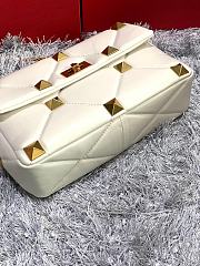 Valentino Roman Stud Large Leather Shoulder Bag White 2060  - 5