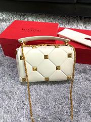 Valentino Roman Stud Large Leather Shoulder Bag White 2060  - 6