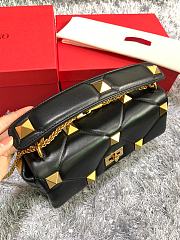 Valentino Roman Stud Large Leather Shoulder Bag Black 2060  - 4