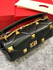 Valentino Roman Stud Large Leather Shoulder Bag Black 2060  - 5