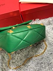 Valentino Roman Stud Large Leather Shoulder Bag Green 2060 - 2