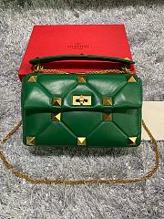 Valentino Roman Stud Large Leather Shoulder Bag Green 2060 - 1