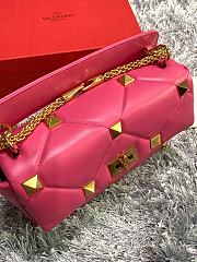 Valentino Roman Stud Large Leather Shoulder Bag Pink 2060 - 4