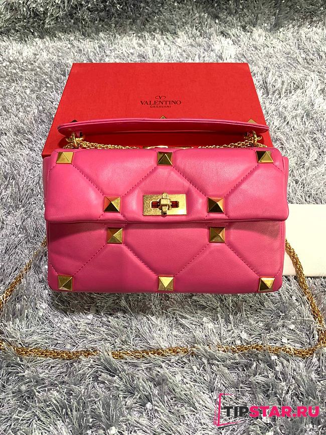 Valentino Roman Stud Large Leather Shoulder Bag Pink 2060 - 1