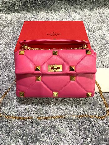 Valentino Roman Stud Large Leather Shoulder Bag Pink 2060