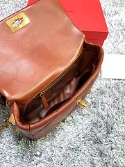 Valentino Roman Stud Large Leather Shoulder Bag Brown 2060  - 4