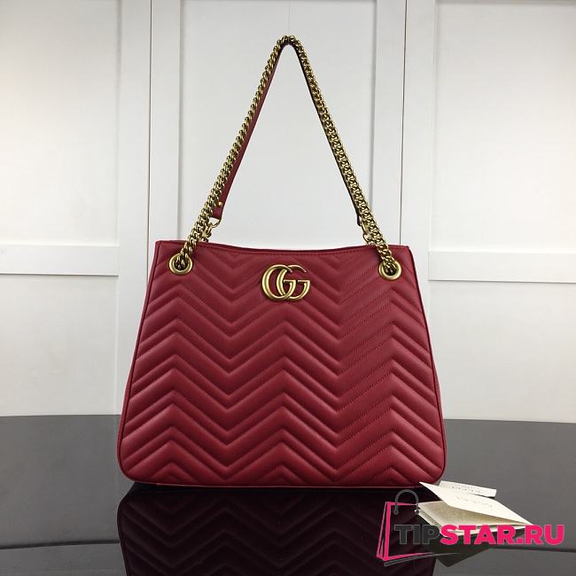 GUCCI GG Marmont Matelassé Shoulder Bag In Red Leather 453569  - 1