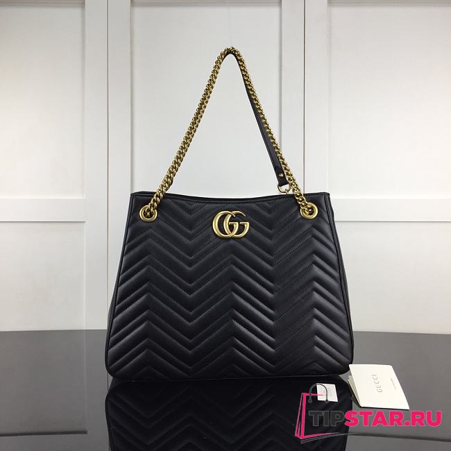 GUCCI GG Marmont Matelassé Shoulder Bag In Black Leather 453569  - 1