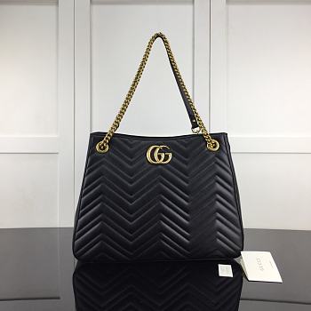 GUCCI GG Marmont Matelassé Shoulder Bag In Black Leather 453569 