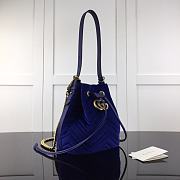 GUCCI GG Marmont Quilted Leather Bucket Bag 525081 Blue Suede  - 6