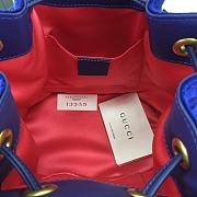 GUCCI GG Marmont Quilted Leather Bucket Bag 525081 Blue Suede  - 3