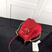 GUCCI GG Marmont Quilted Leather Bucket Bag 525081 Red Suede  - 2