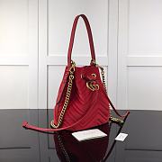 GUCCI GG Marmont Quilted Leather Bucket Bag 525081 Red Suede  - 4
