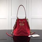 GUCCI GG Marmont Quilted Leather Bucket Bag 525081 Red Suede  - 1