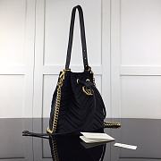 GUCCI GG Marmont Quilted Leather Bucket Bag 525081 Black Suede  - 6