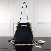 GUCCI GG Marmont Quilted Leather Bucket Bag 525081 Black Suede  - 4