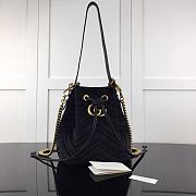 GUCCI GG Marmont Quilted Leather Bucket Bag 525081 Black Suede  - 1