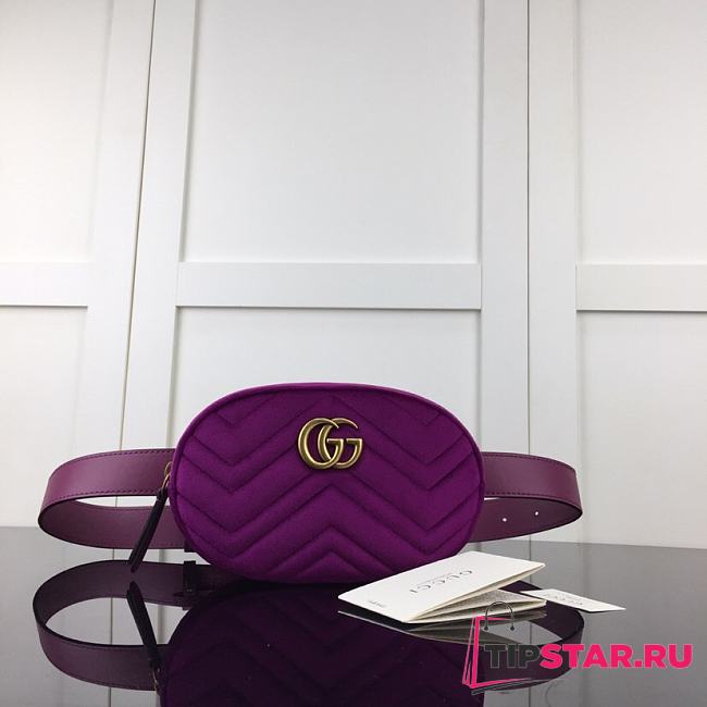 GUCCI GG Marmont Matelasse Belt Bag Purple 476434  - 1