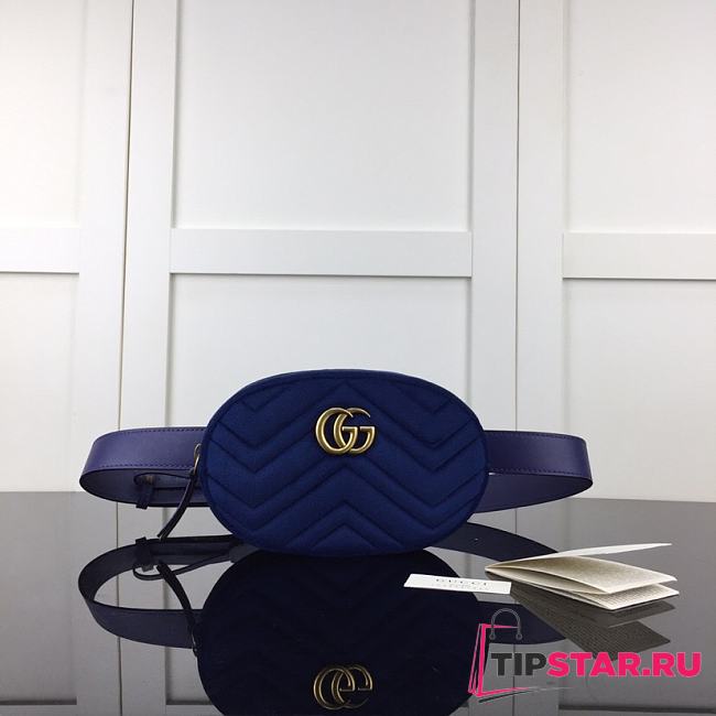 GUCCI GG Marmont Matelasse Belt Bag Dark Blue 476434  - 1