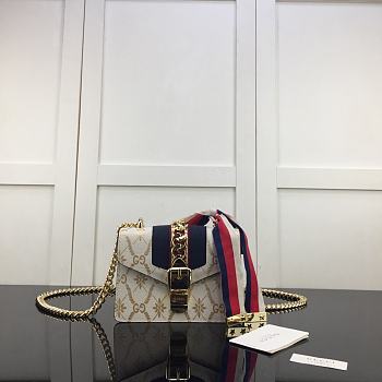 GUCCI White Leather Sylvie Mini Chain Bag 431666 