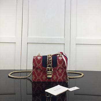 GUCCI Red Leather Sylvie Mini Chain Bag 431666 