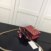 GUCCI Red Leather Sylvie Mini Chain Bag 431666  - 3