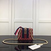 GUCCI Red Leather Sylvie Mini Chain Bag 431666  - 4