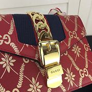 GUCCI Red Leather Sylvie Mini Chain Bag 431666  - 6