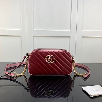 GUCCI GG Marmont Shoulder Bag Red Leather Purse 447632