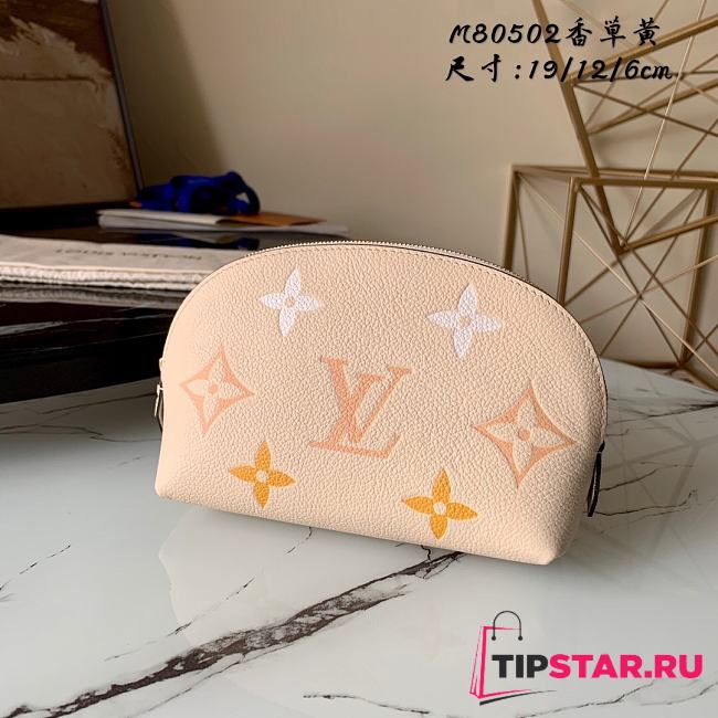 LV Cosmetic Pouch Monogram Empreinte Leather Beige M80502  - 1