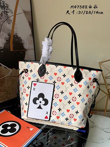 LV Game On Neverfull MM M57462 White Size 31 x 28 x 14 cm