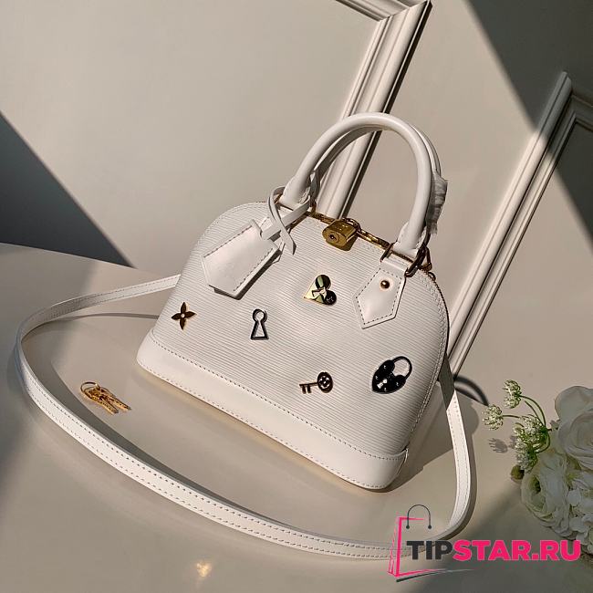 LV Love Lock Alma BB Top Handle in Epi Leather M52885 White  - 1