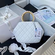 Chanel Lambskin Clutch Top Handle Bag with Pearl Handle AS2609 White 2021  - 6