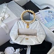 Chanel Lambskin Clutch Top Handle Bag with Pearl Handle AS2609 White 2021  - 4
