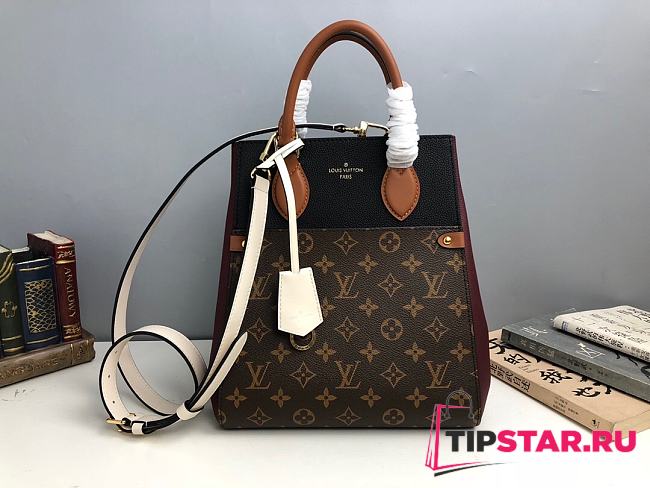 LV Monogram Canvas Fold Tote MM M45409 Noir Wine Crème - 1