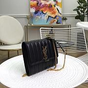 YSL Saint Laurent Vicky Chain Wallet In Quilted Patent Leather Black  - 5