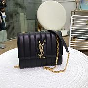 YSL Saint Laurent Vicky Chain Wallet In Quilted Patent Leather Black  - 1