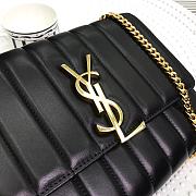 YSL Saint Laurent Vicky Chain Wallet In Quilted Patent Leather Black  - 2