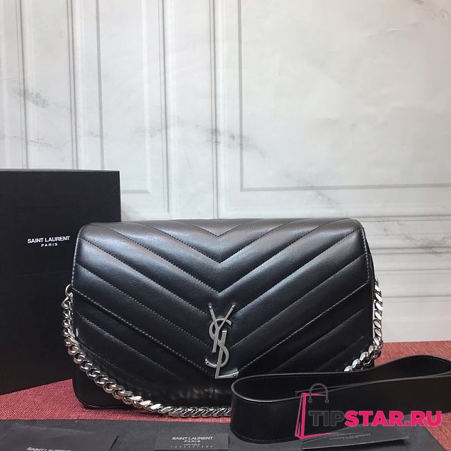 YSL Saint Laurent Black Grain De Poudre Envelope Bag 2818  - 1