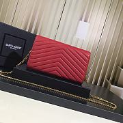 YSL Monogram V-Flap Large Tri-Quilt Envelope Chain Shoulder Bag 360450 Red  - 3