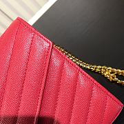 YSL Monogram V-Flap Large Tri-Quilt Envelope Chain Shoulder Bag 360450 Red  - 4