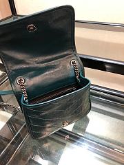 YSL Quilted Crinkle Leather Niki Baby Bag Turquoise - 5