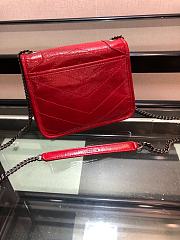 YSL Quilted Crinkle Leather Niki Baby Bag Scarlet  - 5