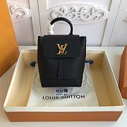 LV Grainy Calfskin Lockme Mini Backpack Black Gold Buckle M54573  - 1