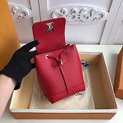LV Grainy Calfskin Lockme Mini Backpack Red M54573 - 6